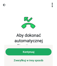 Ekran automatycznej weryfikacji z opcją Zweryfikuj w inny sposób
