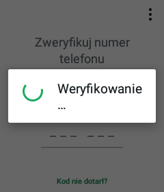 Ekran weryfikacji numeru telefonu