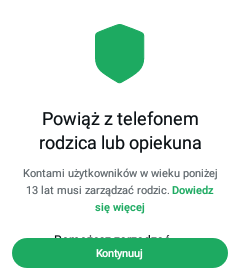 Informacja o konieczności połączenia z telefonem rodzica lub opiekuna